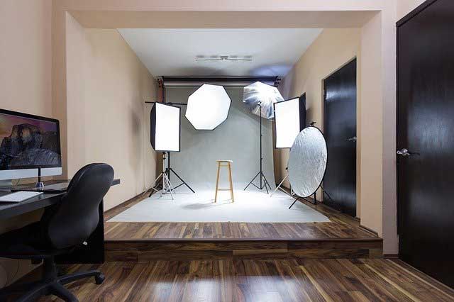 A photography studio with a minimal interior design.