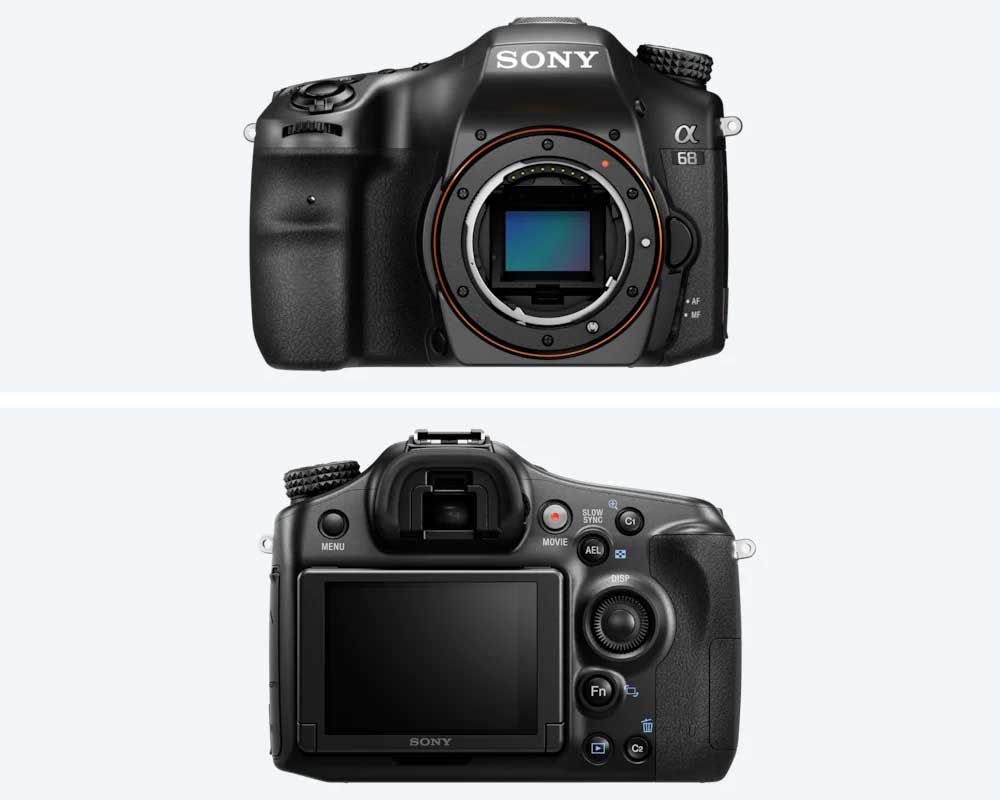 Front and back shot of the Sony A68 Camera.